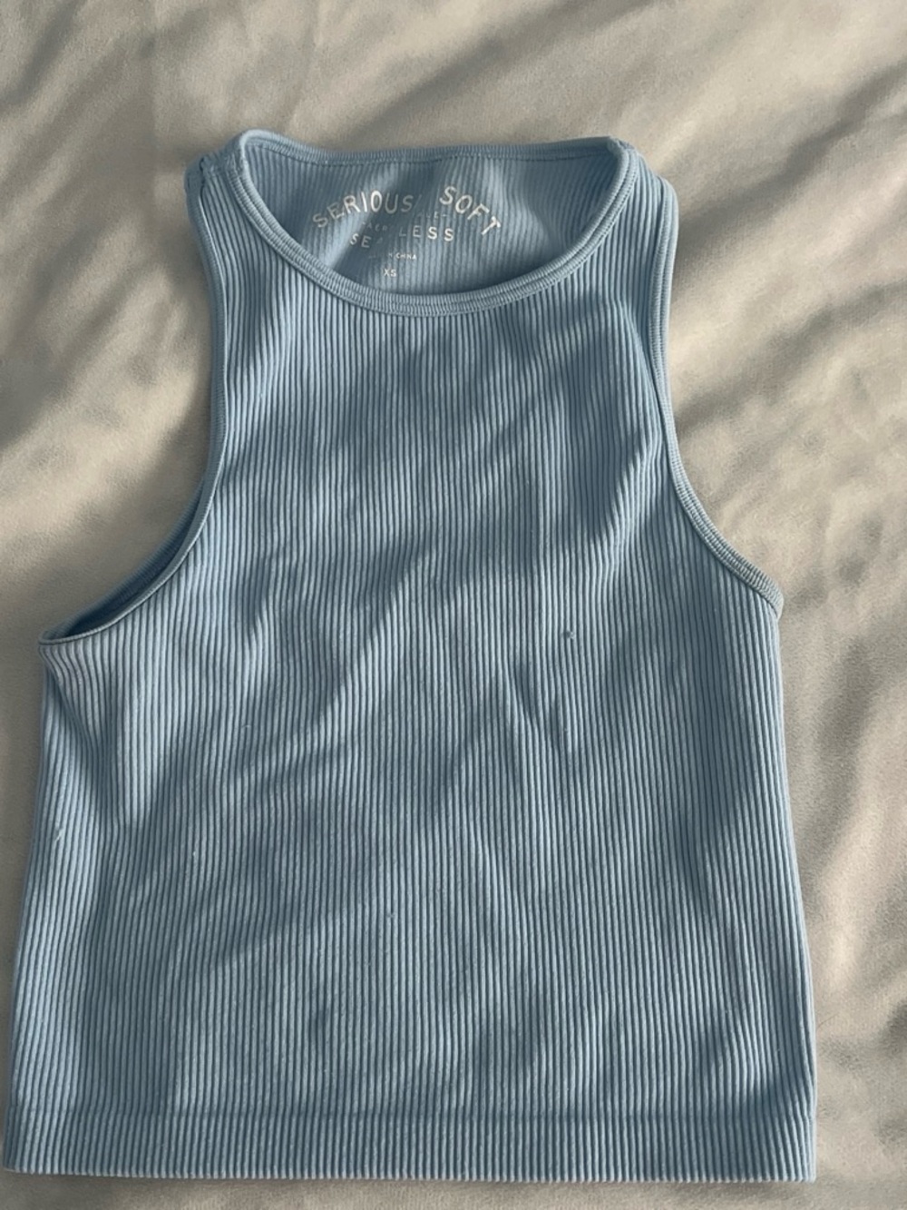 Aeropostale Baby Blue Ribbed High Neck Tank